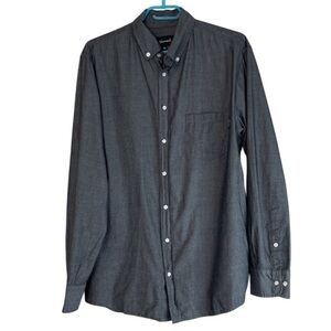 Diamond Supply Co Mens Button Down Chambray  Shirt Charcoal Grey Long Sleeves XL